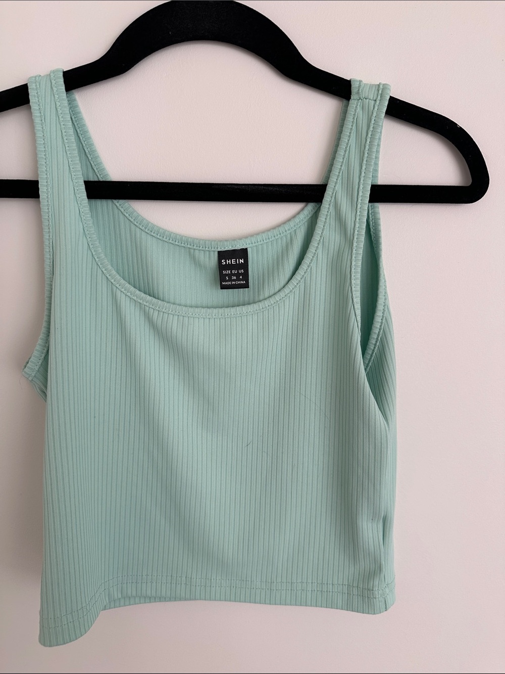 SHEIN Light Mint Ribbed Cropped Tank